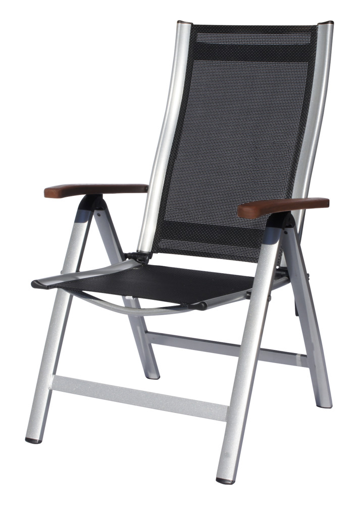 SUN GARDEN Ass comfort összecsukható, exkluzív alu. kerti szék - fekete/ezüst (RP)