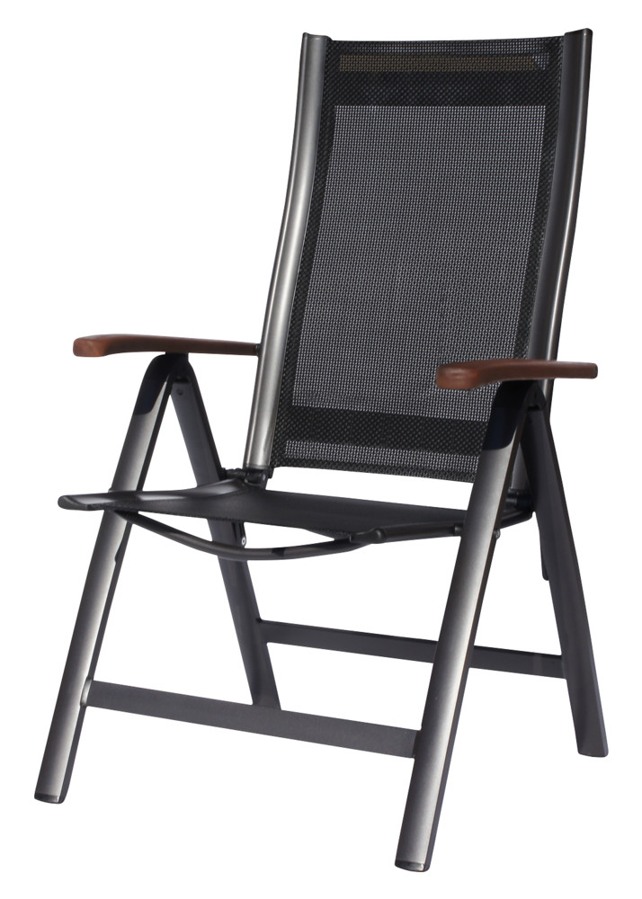 SUN GARDEN Ass comfort összecsukható, exkluzív alu. kerti szék - antracit/fekete (RP)