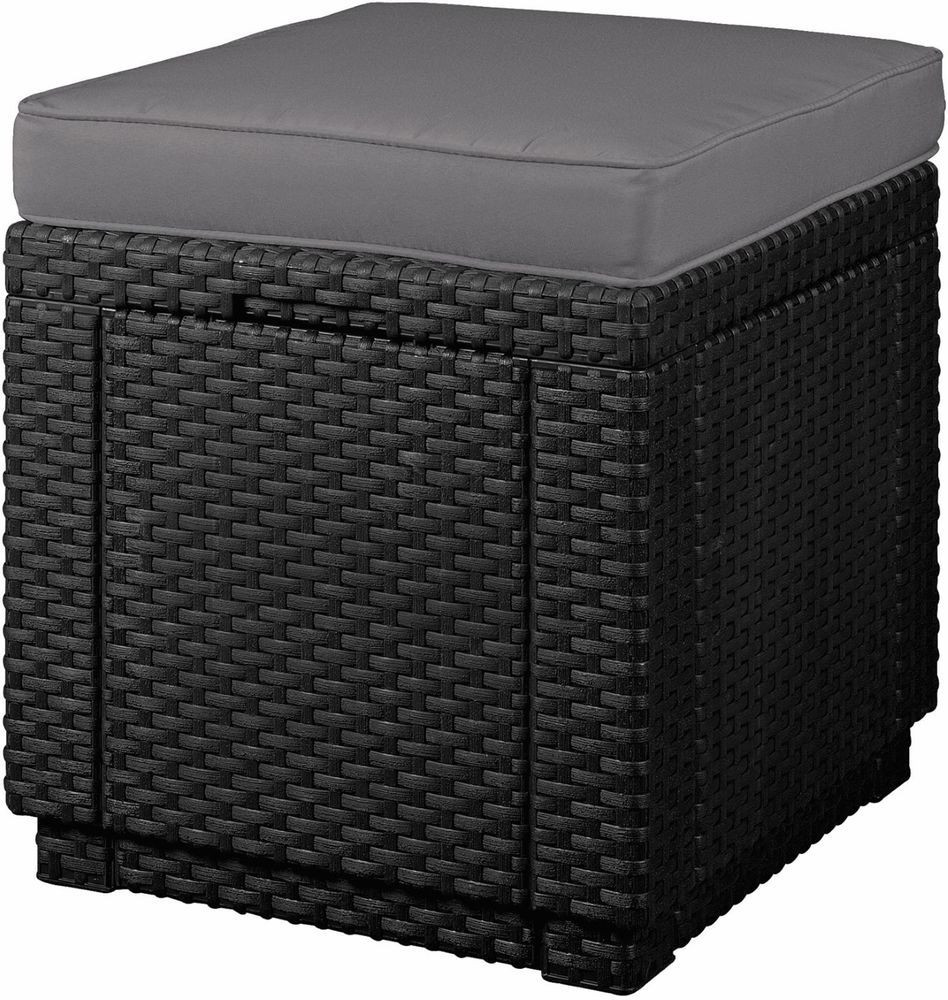 Keter Cube polyrattan kerti taburett - grafit (RP)