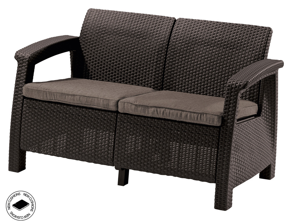 Keter Corfu love seat kétszemélyes polyrattan kerti kanapé - barna (RP)