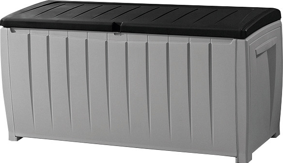 KETER Novel műanyag kerti tároló doboz, szürke/fekete - 340L (RP)