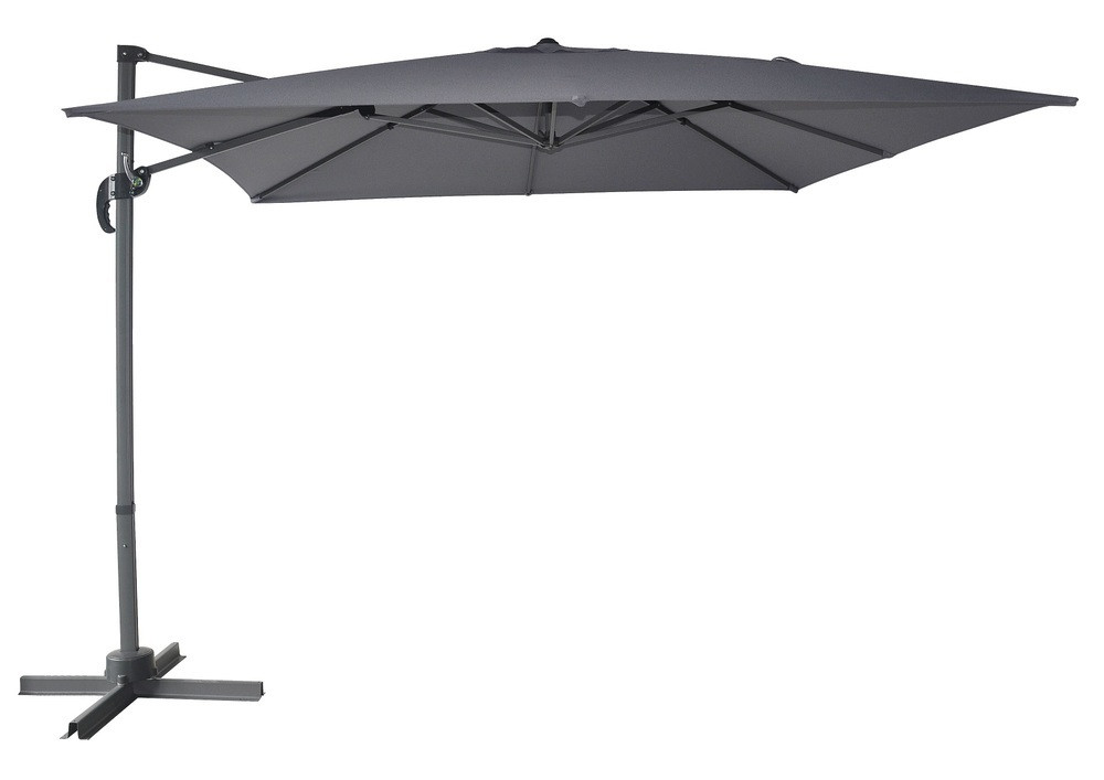 ROJAPLAST Cantielver függő napernyő, hajtókarral - grafit - 270 x 270 cm (RP)