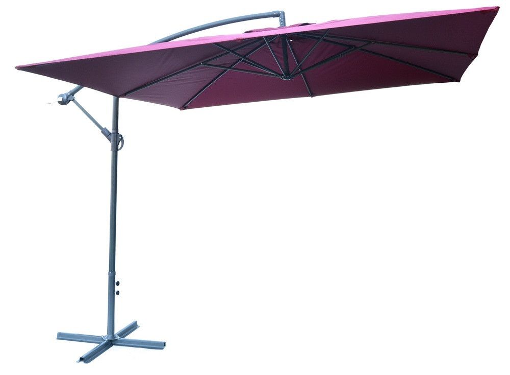 ROJAPLAST 8080 függő napernyő, hajtókarral - bordó - 270 x 270 cm - vízálló (RP)