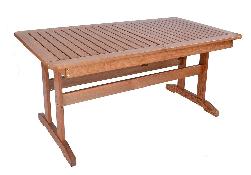 ROJAPLAST LUISA fenyőfából készült kihúzható kerti, lakkozott asztal (RP)