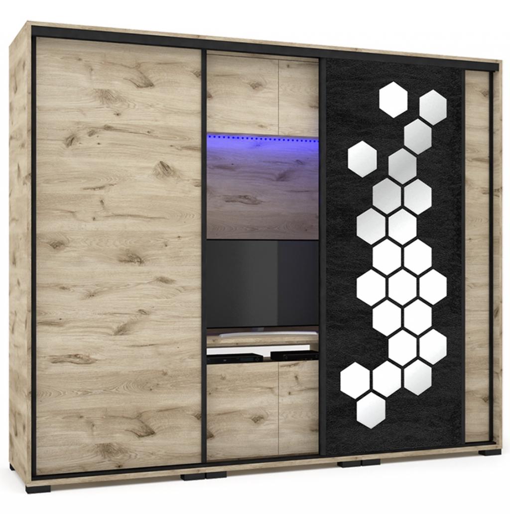 Honey TV-s tolóajtós gardróbszekrény - 239 cm 3 ajtós változat (DIV)