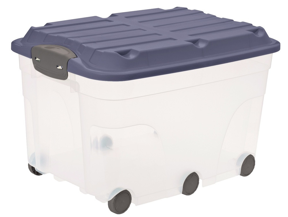 Rotho Box roller műanyag tároló doboz, 57L - átlátszó/kék (RP)