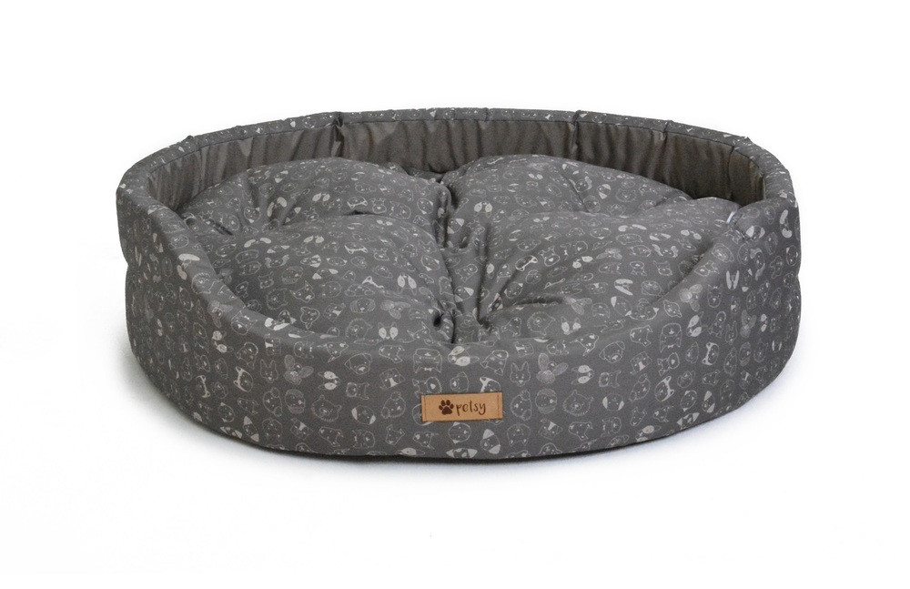 Petsy Oval max kutyafekhely, 75 cm - barna mintás (RP)