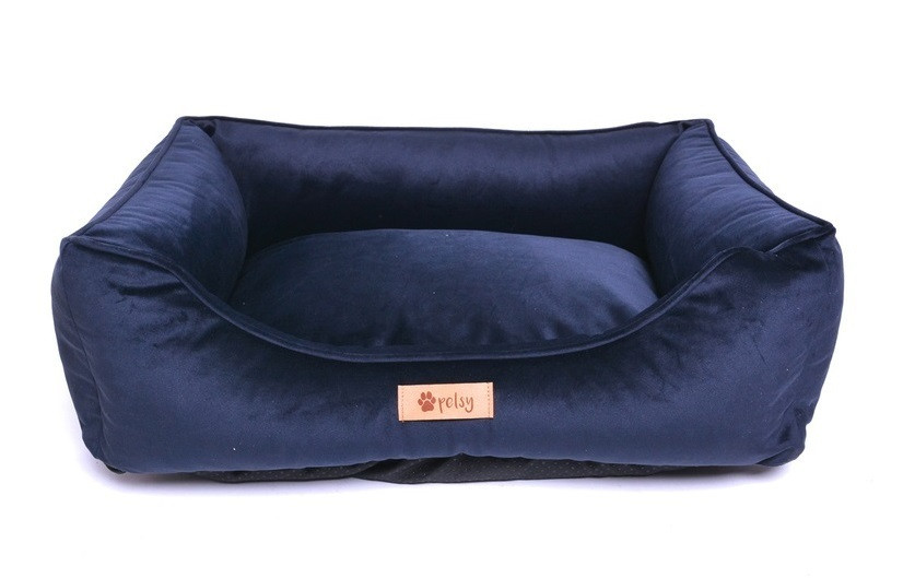 Petsy Royal kutya, macska poliészter fekhely bársony felülettel - kék - 55 cm (RP)