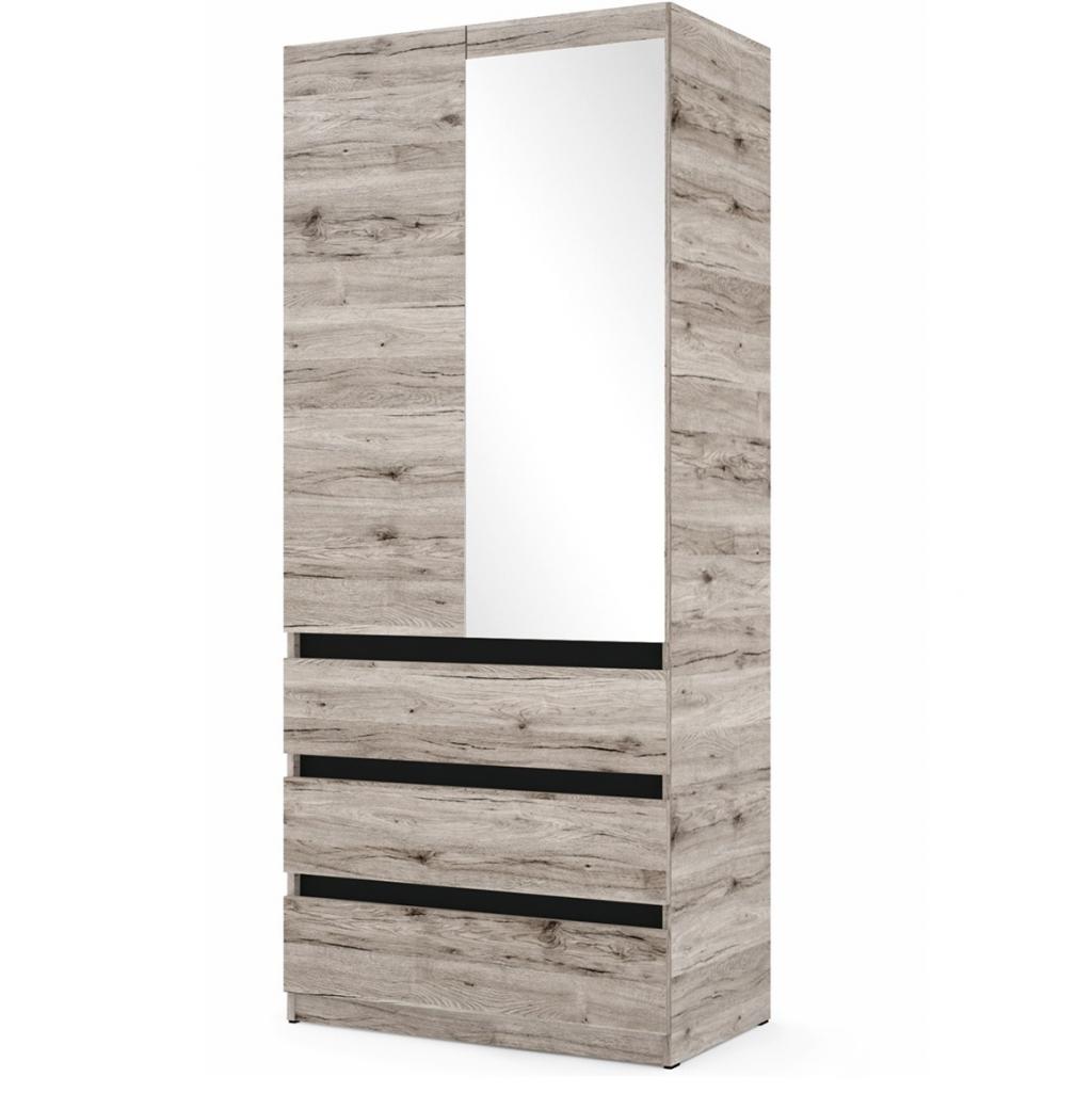 BOSS 13 - fiókos ruhás elem - jobb oldalt fent tükörrel - 90 cm (DIV)