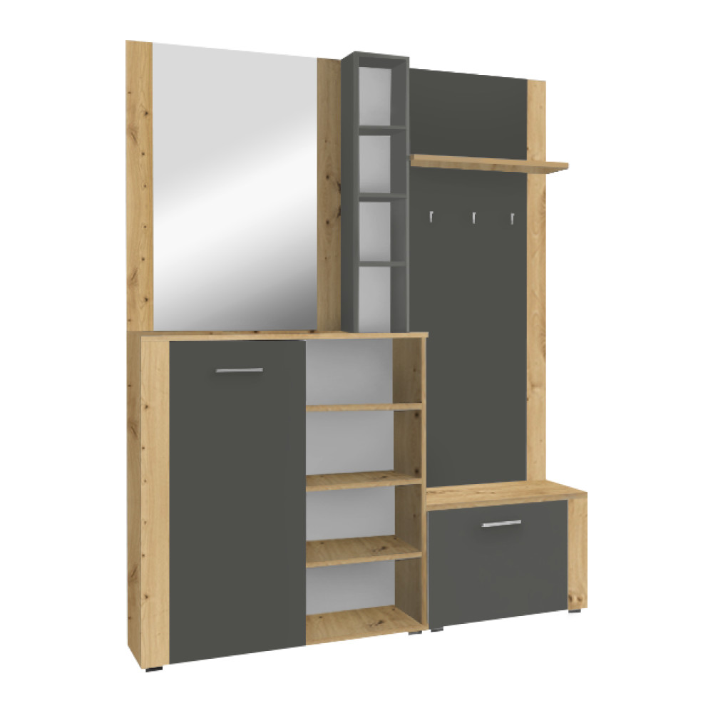 Előszobai készlet, artisan tölgy/grafit, FANDU (RP)