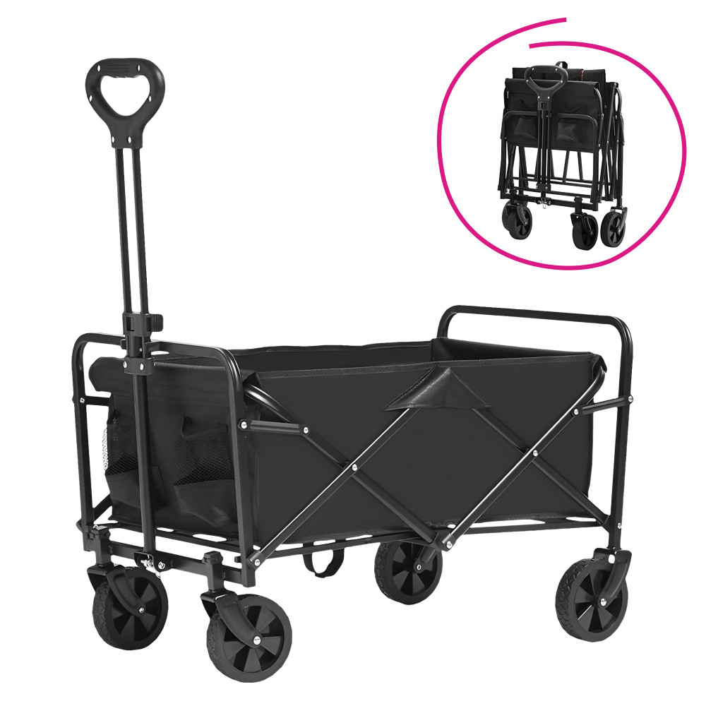 Kerti kocsi, összecsukható, fekete, KARIL (RP)