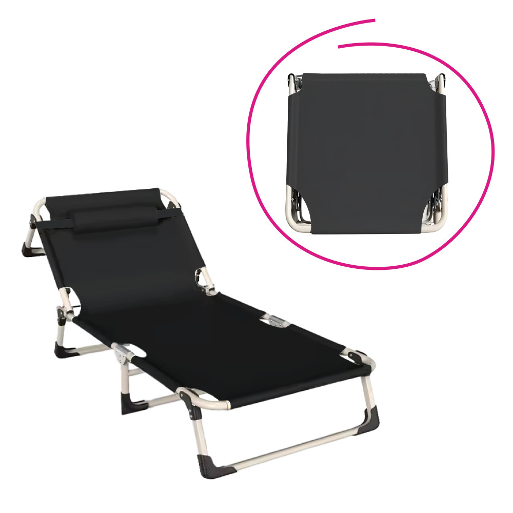 Kerti nyugágy, fekete/bézs, BOVRY (RP)