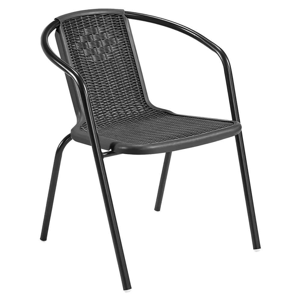 Kerti rakásolható szék, fekete, acél/műanyag, FRENY (RP)