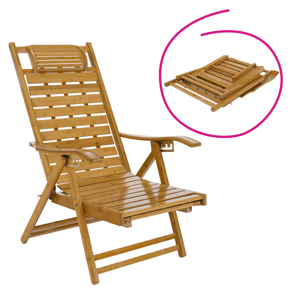 Kerti állítható szék, természetes, bambusz, URSEL (RP)