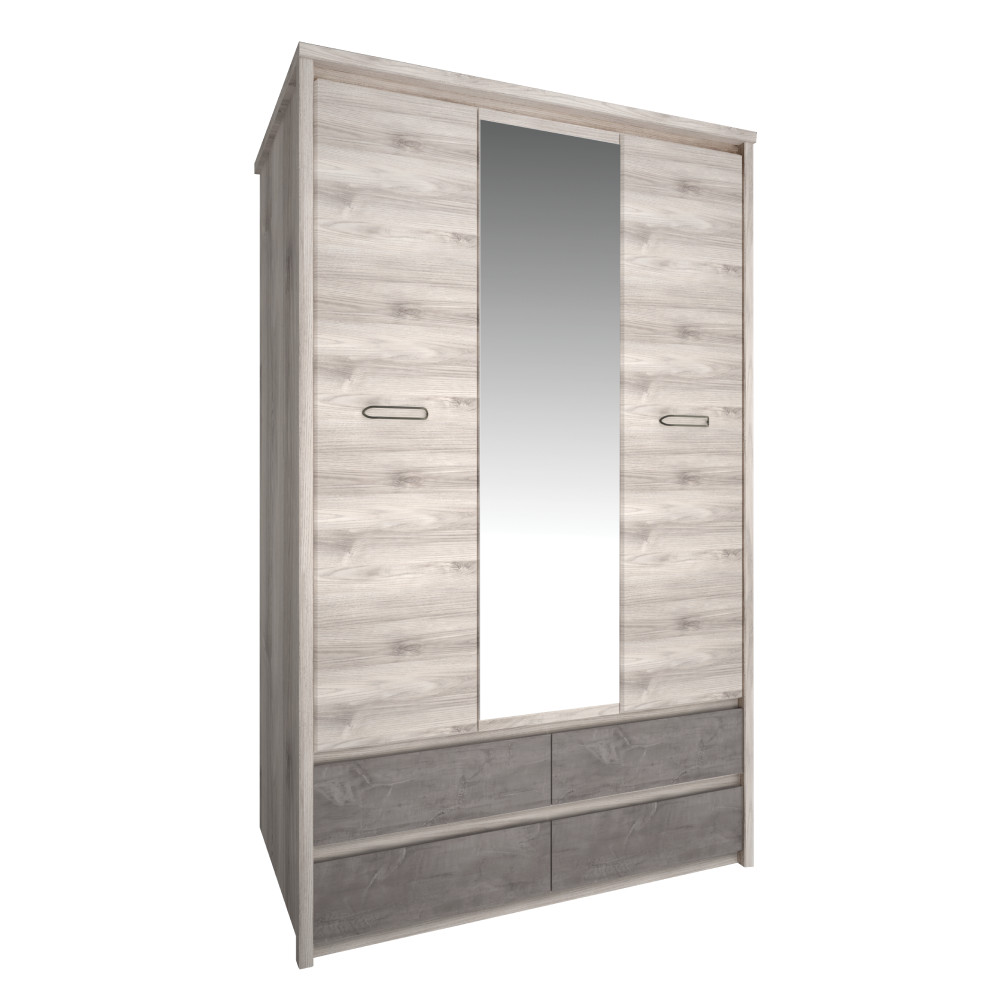 Szekrény tükörrel 3D4S, nairobi gesztenye/onix, JESI NEW (RP)