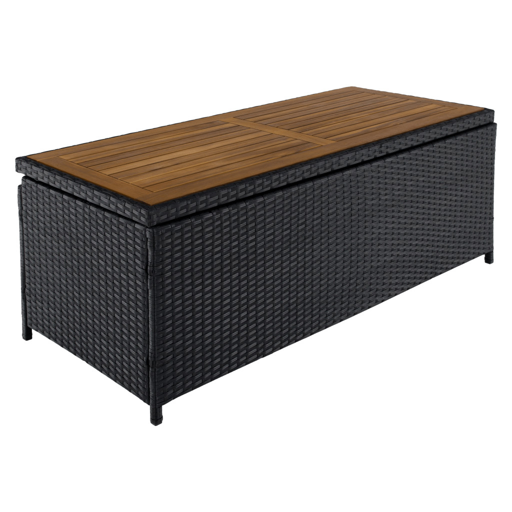 Kerti tároló doboz/pad, fekete/természetes/krémszínű, BEMUS (RP)