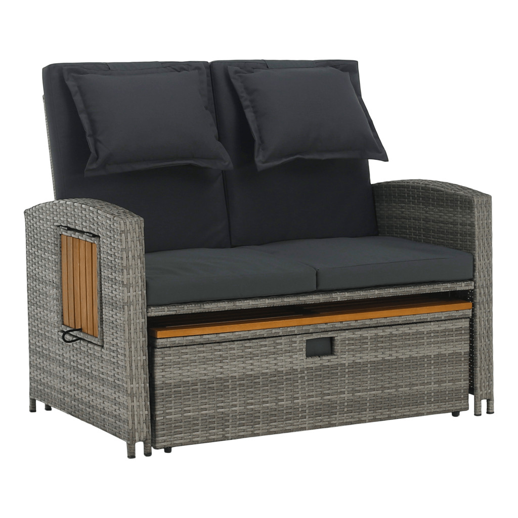 Kerti rattan heverő, szürke/természetes, MALORY (RP)