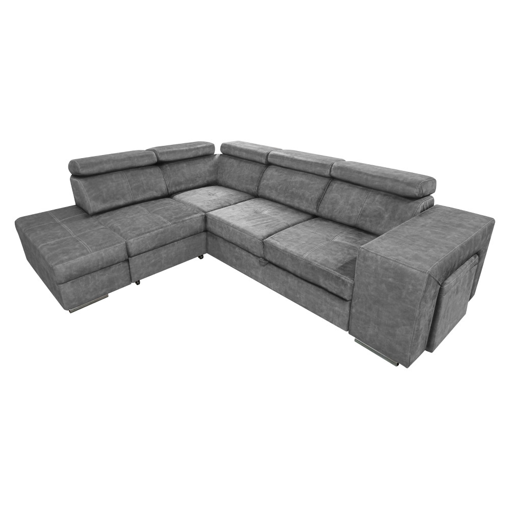 Ülőgarnitúra, szürke, balos, MALAGA (RP)