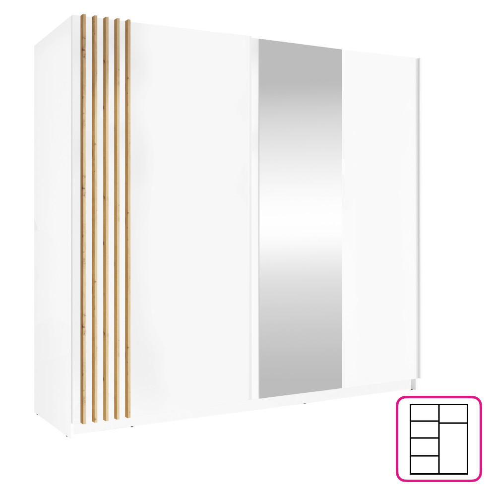 Szekrény, 2D-200, fehér/artisan tölgy, BAJADERO TYP 2 (RP)