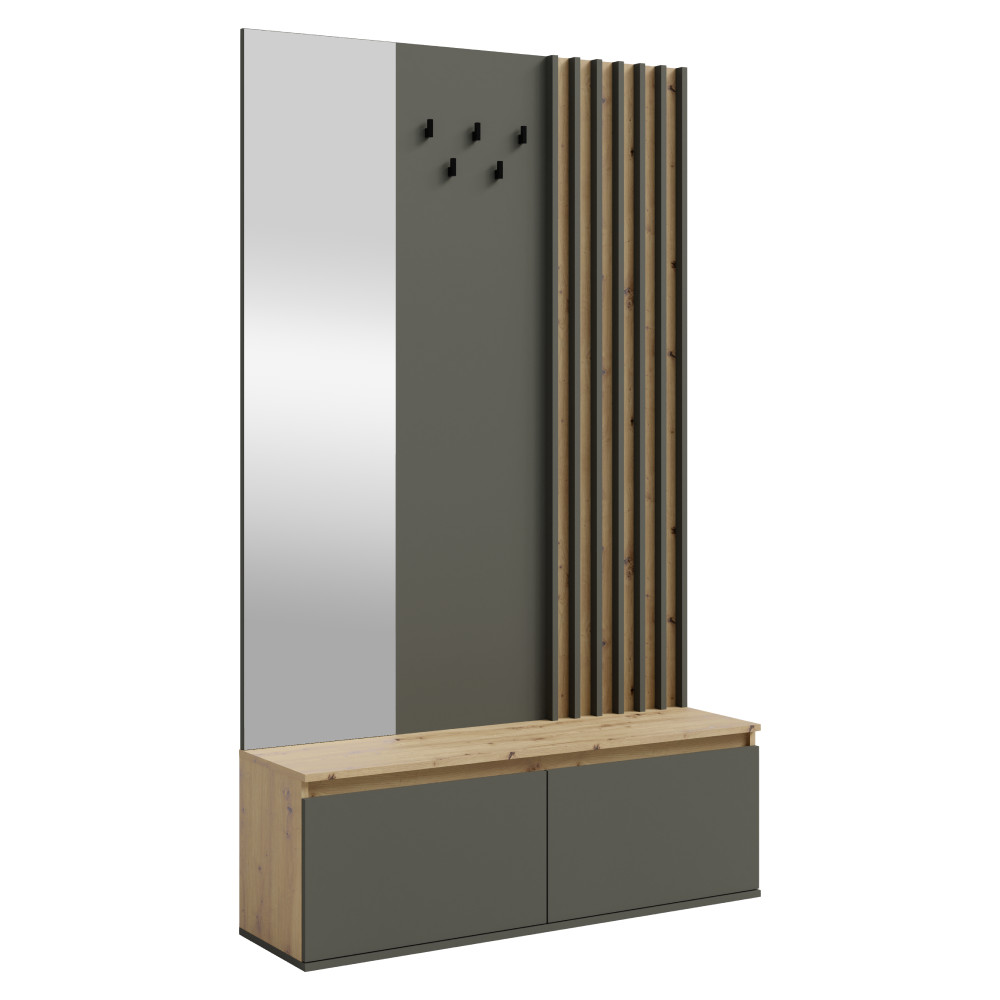 Előszobai készlet, grafit/artisan tölgy, DERIS (RP)