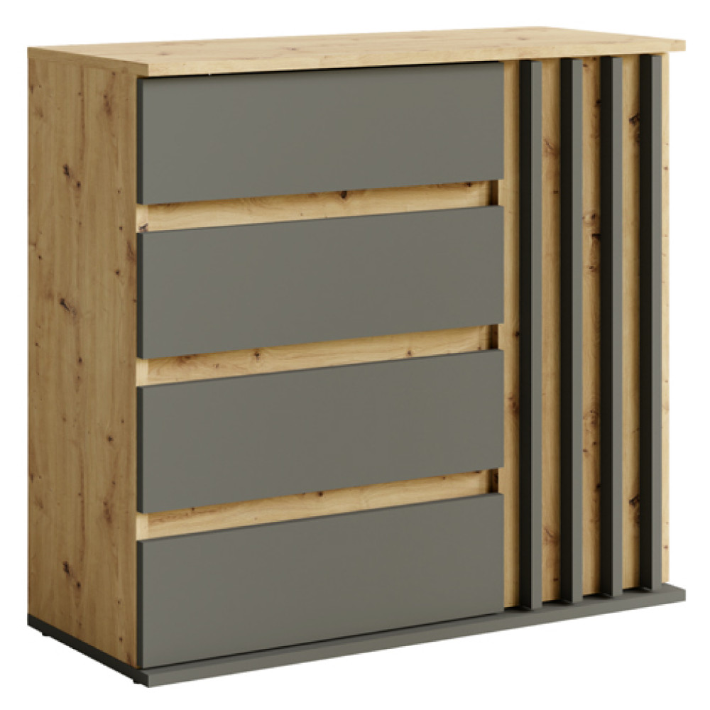 Komód, 1D4S grafit/artisan tölgy, DERIS (RP)