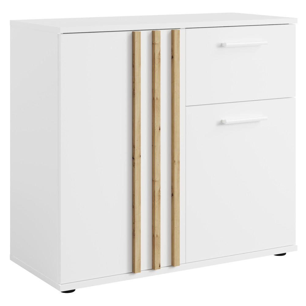 Komód, 2D1S, fehér/artisan tölgy, TOLIS TYP 4 (RP)