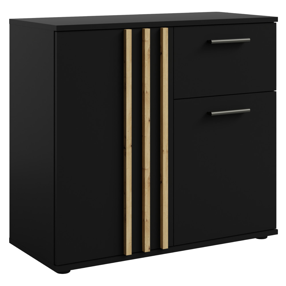 Komód, 2D1S, fekete/artisan tölgy, TOLIS TYP 4 (RP)