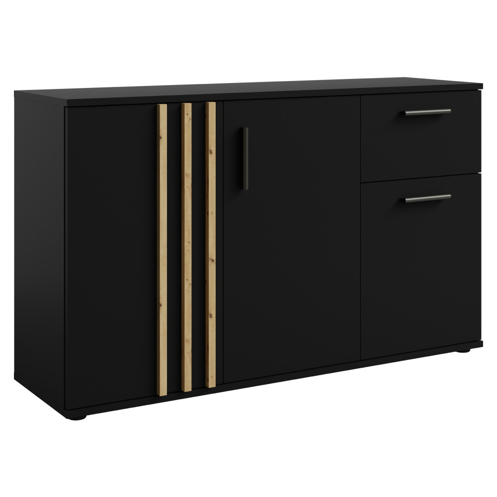 Komód, 3D1S, fekete/artisan tölgy, TOLIS TYP 2 (RP)