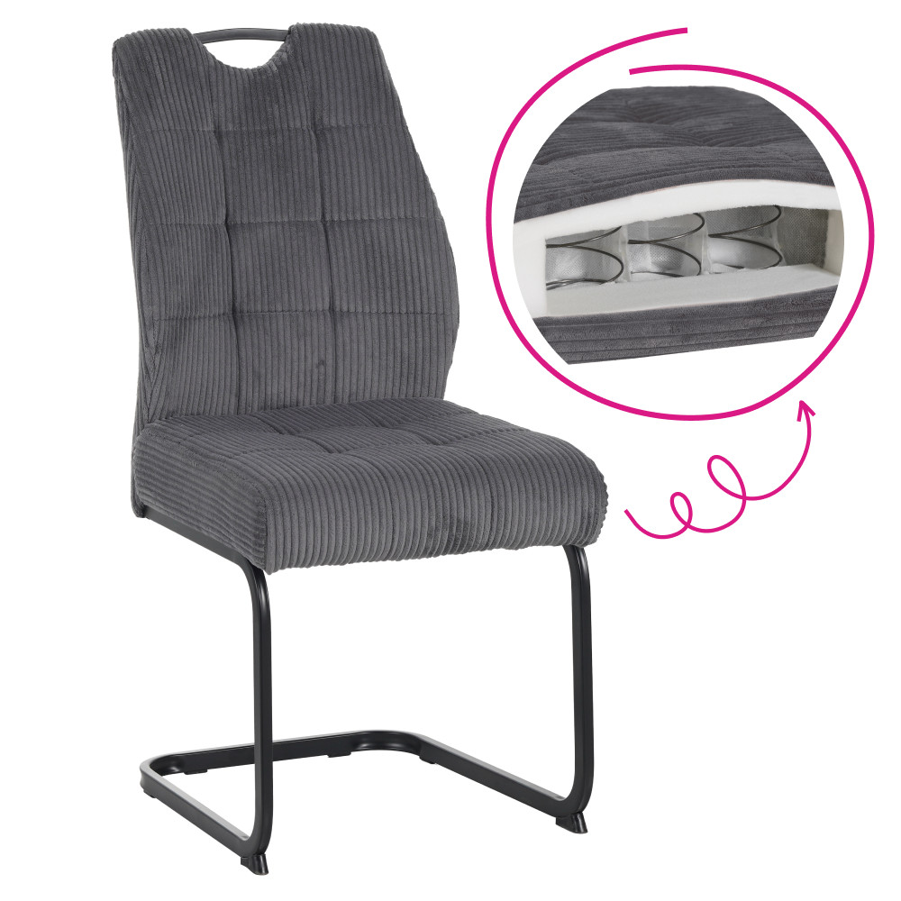 Étkezőszék, szürke/fekete, KELMA (RP)