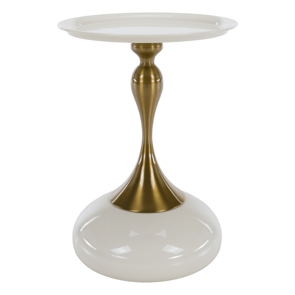 Kisasztal, fehér Ivory/arany, FEJ (RP)