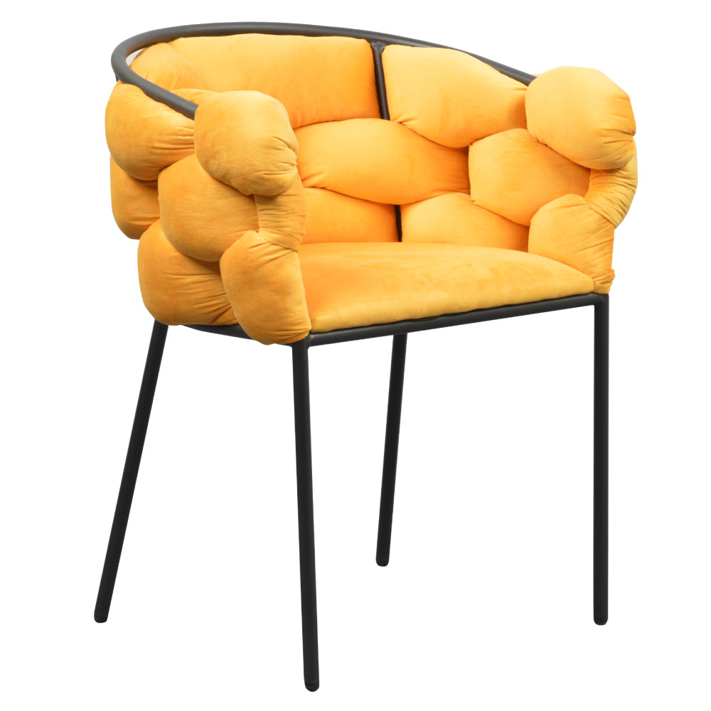 Étkezőszék, sárga Velvet szövet/fekete, DOROTA (RP)