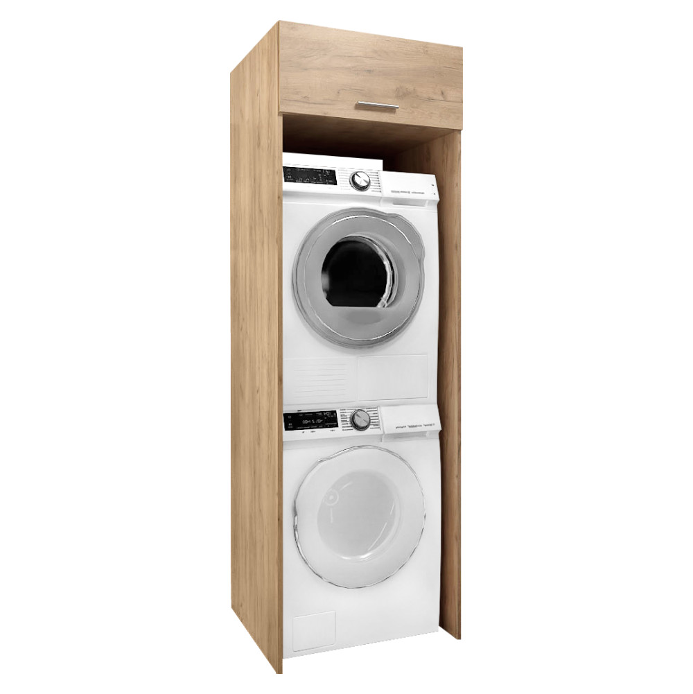 Szekrény mosógép és szárítógép fölé, artisan tölgy, JERGI (RP)