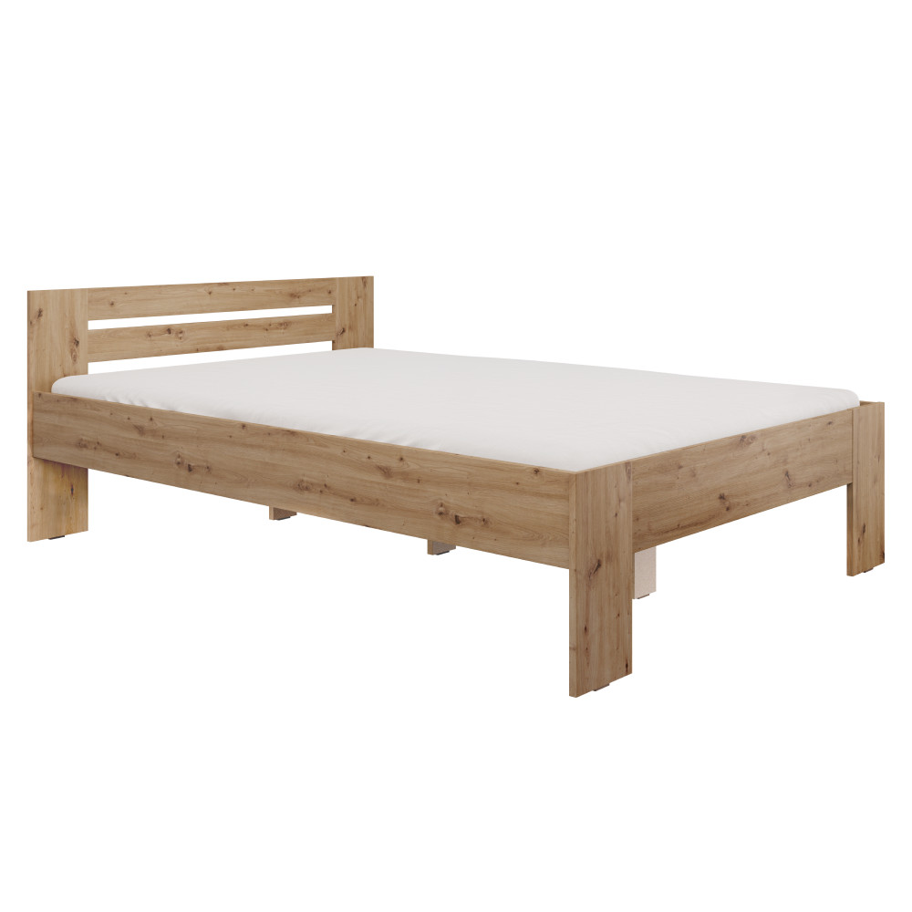 Ágy, 140x200, artisan tölgy, BASIS (RP)