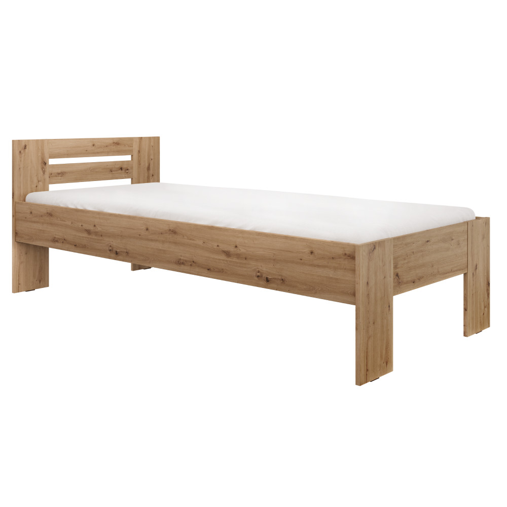 Ágy, 90x200, artisan tölgy, BASIS (RP)