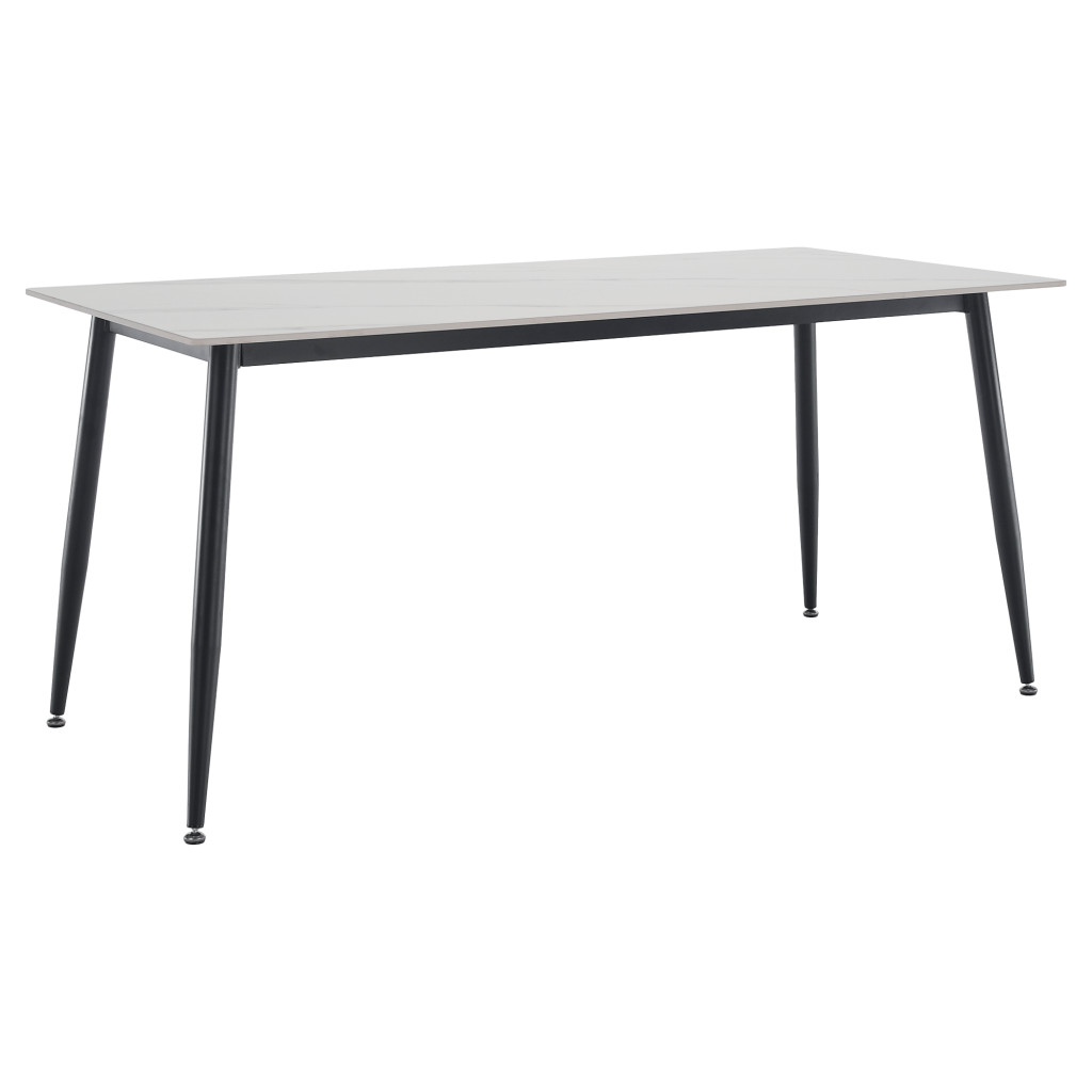 Étkezőasztal, fehér márvány/fekete, 160x80 cm, FLORENC TYP 2 (RP)