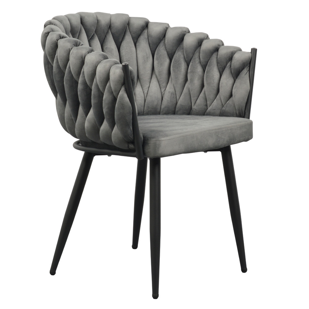 Étkezőszék, sötétszürke Velvet szövet/fekete, BLER (RP)