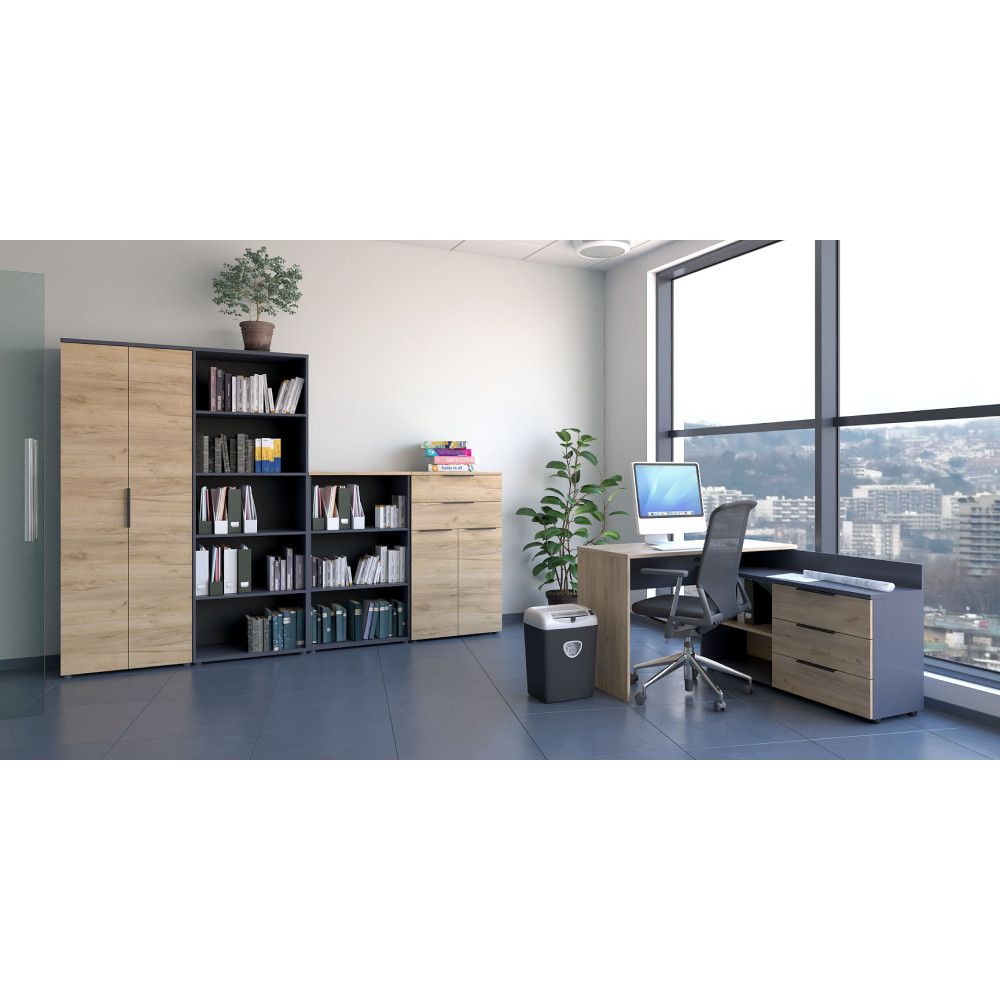 Irodai összeállítás, grafit/artisan tölgy, KLAUDIUS (RP)