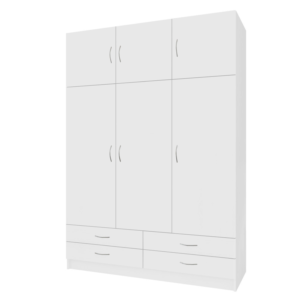 Ruhásszekrény, háromajtós, fehér, GERI NEW (RP)