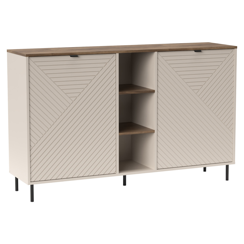 Komód polcokkal, kasmír/castello tölgy, EYCO 2D (RP)