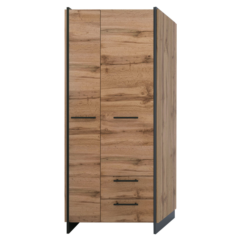 Szekrény, wotan tölgy/fekete, AMONI 2D2S/45 (RP)