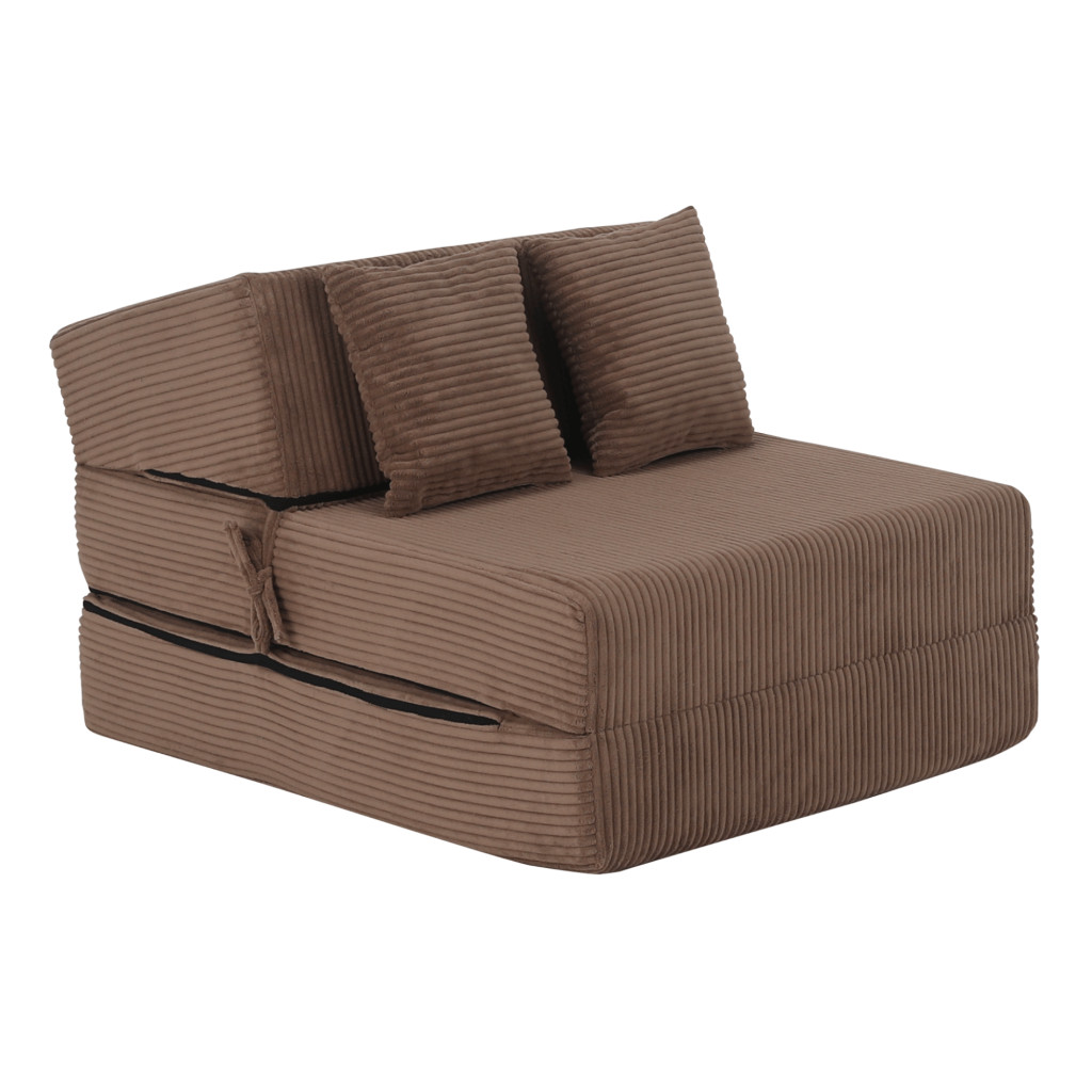 Összecsukható matrac/fotel, 2v1, világosbarna, PELOS (RP)