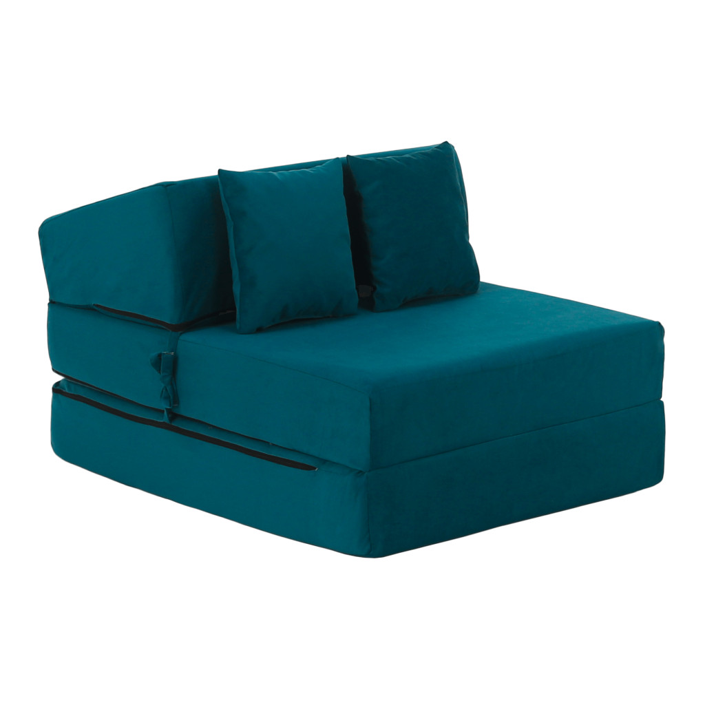 Összecsukható matrac/fotel, 2v1, petróleumzöld, PELOS (RP)