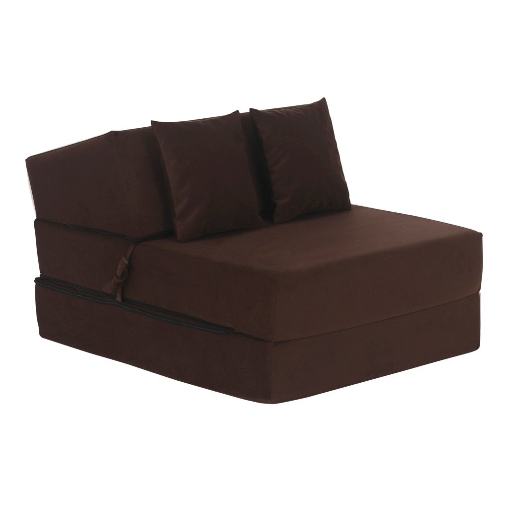 Összecsukható matrac/fotel, 2v1, barna, PELOS (RP)