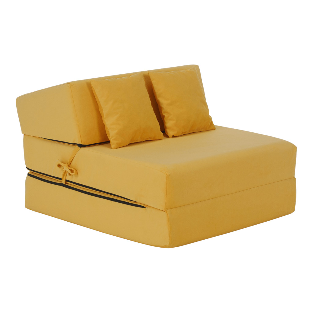 Összecsukható matrac/fotel, 2v1, sárga, PELOS (RP)