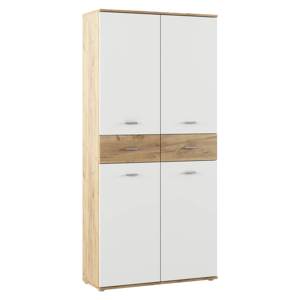 Cipősszekrény/állvány, fehér/artisan tölgy, VILOT (RP)