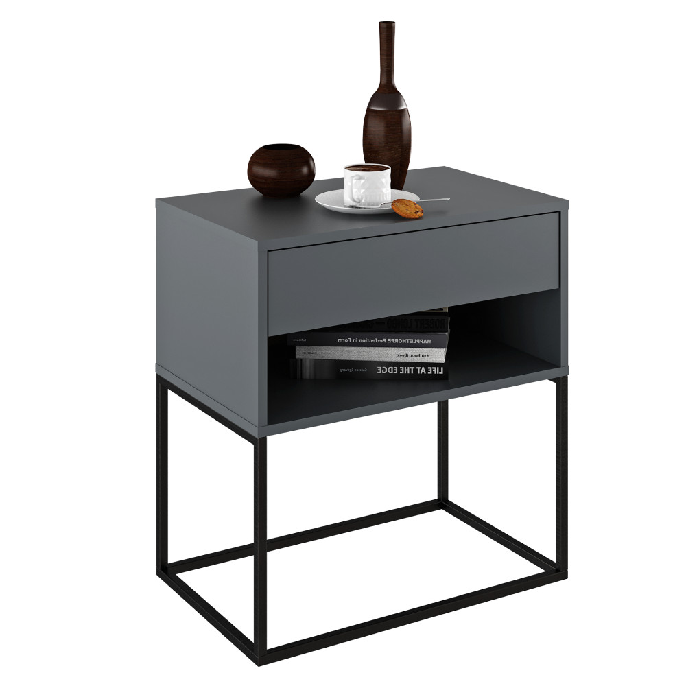 Éjjeliszekrény/kisasztal, grafit/fekete, ARTI TYP 2 (RP)