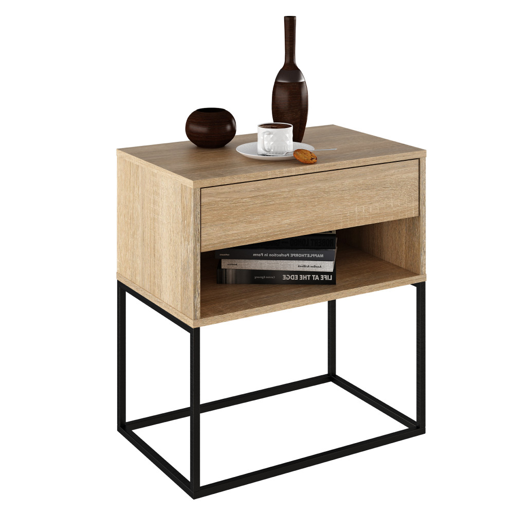 Éjjeliszekrény/kisasztal, sonoma tölgy/fekete, ARTI TYP 2 (RP)