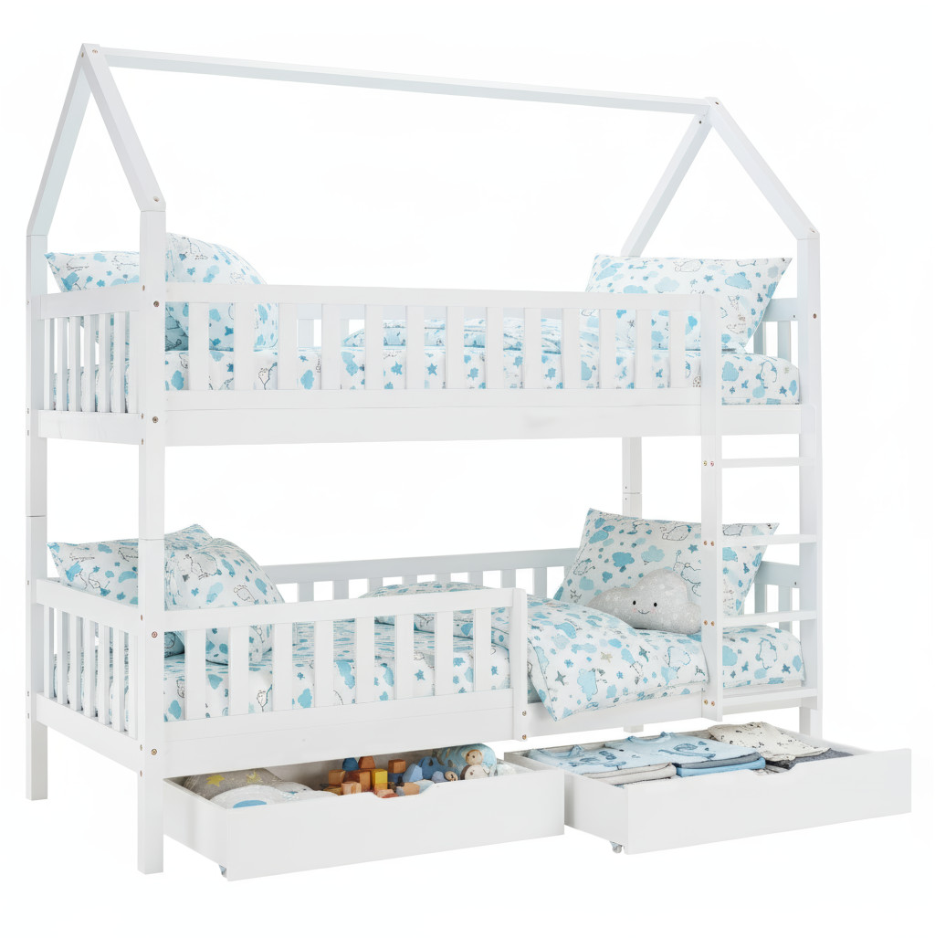 Montessori emeletes ágy, fehér, VENITA TYP 2 (RP)