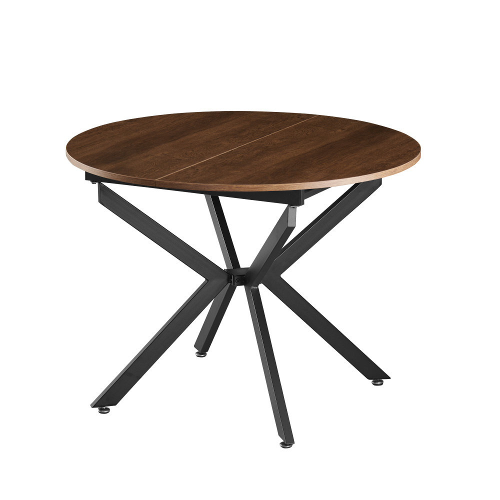 Kihúzható étkezőasztal, sötét tölgy/fekete, 100x100-140x75 cm, ABERO TYP 1 (RP)