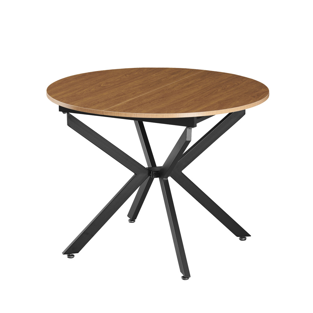 Kihúzható étkezőasztal, világos tölgy/fekete, 100x100-140x75 cm, ABERO TYP 1 (RP)